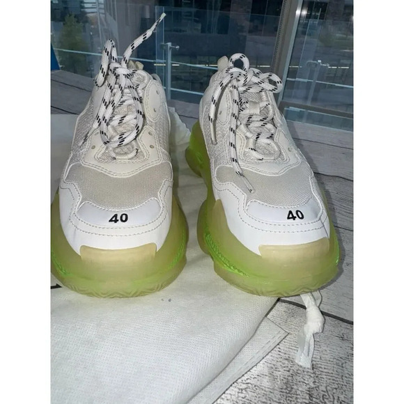 Balenciaga Triple S Womens Sneakers Size 40 EU / 10 US Neon Green Clear Sole - Picture 3 of 14